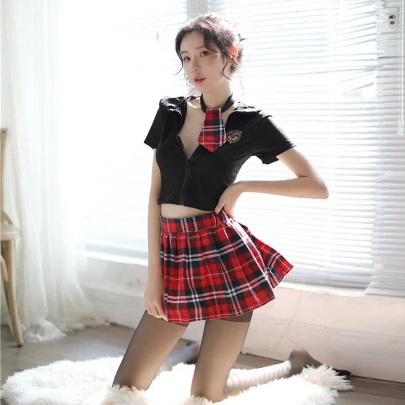 Kawaii School Girl Plaid Skirt Lingerie Set - Bottoms - Lingerie - 4 - 2024