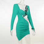 Hollow Out Full Sleeve Mini Dress - All Dresses - 22