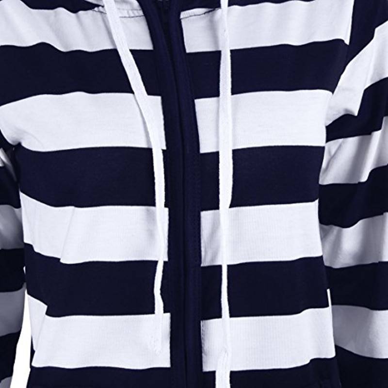 Striped Zip Up Hoodie - Women’s Clothing & Accessories - Shirts & Tops - 7 - 2024