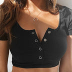 Short Sleeve Plain Crop Top - Women’s Clothing & Accessories - 8