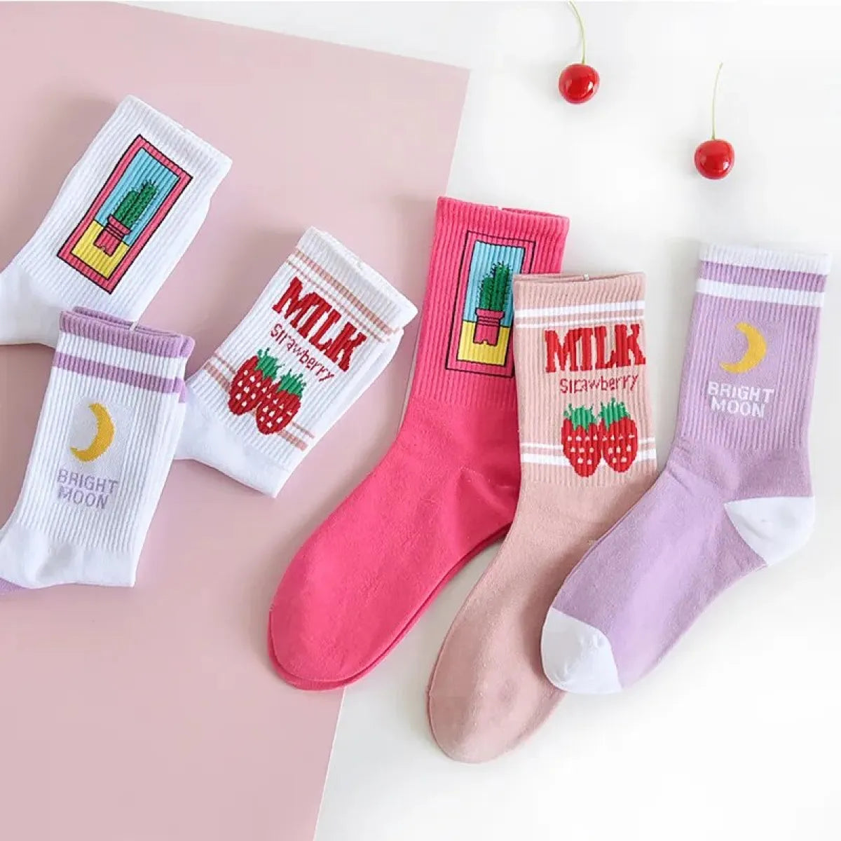 Moon Milk Kawaii Socks - Women’s Clothing & Accessories - 4