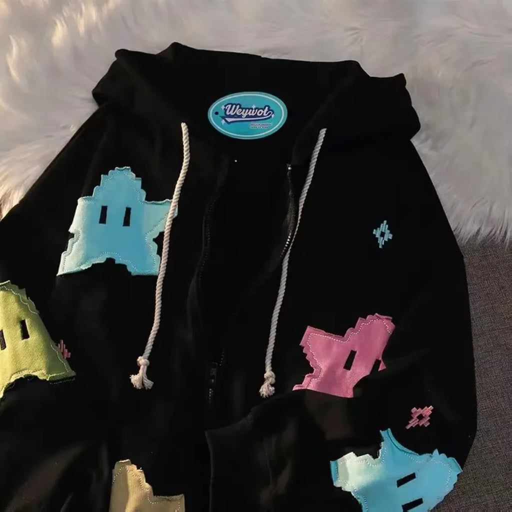 Oversized Kawaii Stars Hoodie - Hoodies & Sweatshirts - 6