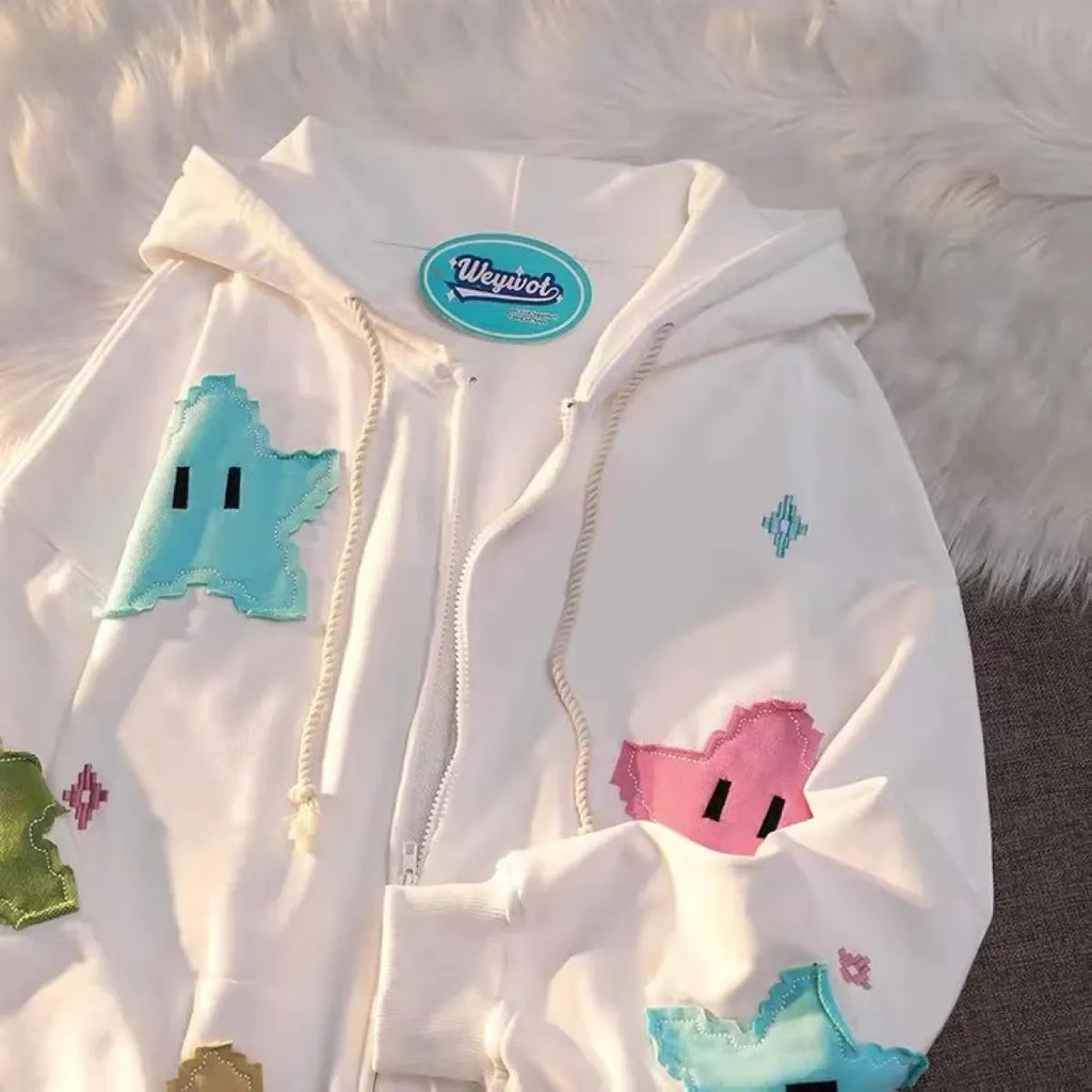 Oversized Kawaii Stars Hoodie - Hoodies & Sweatshirts - 7