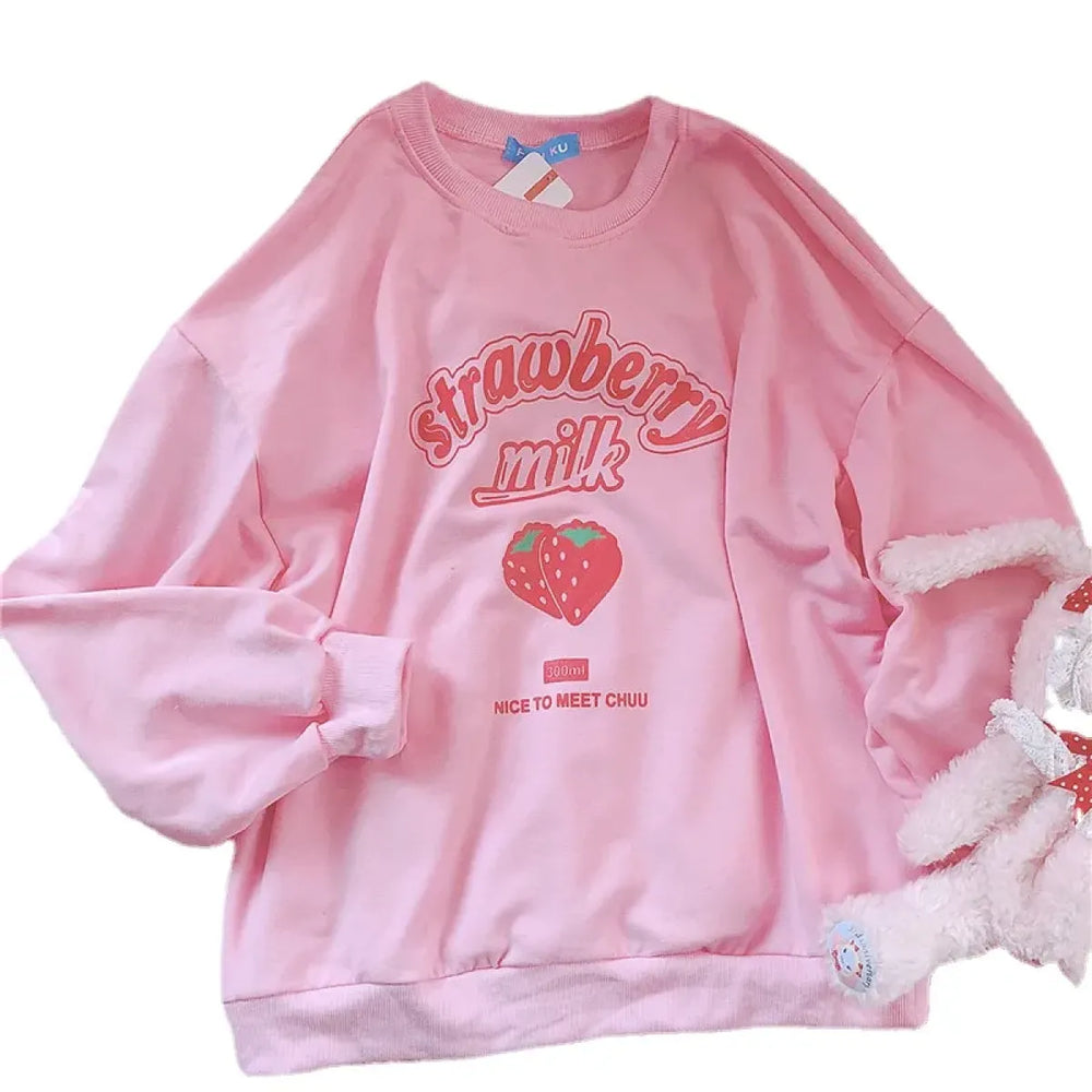 Harajuku Kawaii Strawberry Sweatshirt - T-Shirts - 1