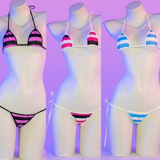 Kawaii Striped Triangle Bikini Lingerie Set - Women’s Clothing & Accessories - 2 - 2024