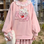 Lace Collar Lamb Candy Embroidered Kawaii Sweatshirt - T-Shirts - Sweatshirt - 2