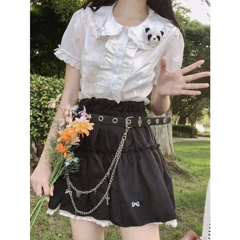 Kawaii White Blouse - Cute Lace Ruffle Tops - Tops & Tees - Shirts & Tops - 5 - 2024