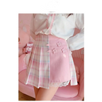 Kawaii Winter Wonderland: High-Waist Plaid Mini Skirt - Bottoms - 2