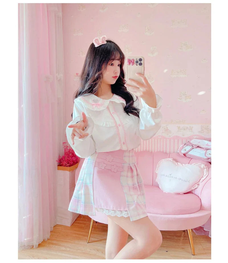 Kawaii Winter Wonderland: High-Waist Plaid Mini Skirt - Bottoms - Skirts - 5 - 2024