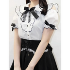 Sweet Lolita Ruffled Blouse - Bow Top Kawaii Y2K Aesthetic - Blouses & Shirts - Short - Shirt - Blouses - 2