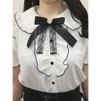 Sweet Lolita Ruffled Blouse - Bow Top Kawaii Y2K Aesthetic - Blouses & Shirts - Short - Shirt - Blouses - 4