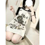 Off-Shoulder Cat Print T-Shirt – Kawaii Y2K Grunge Top - T-Shirts - Short - Asymmetric - T-Shirts - 1