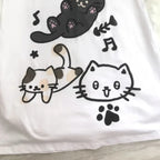 Off-Shoulder Cat Print T-Shirt – Kawaii Y2K Grunge Top - T-Shirts - Short - Asymmetric - T-Shirts - 3