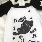 Off-Shoulder Cat Print T-Shirt – Kawaii Y2K Grunge Top - T-Shirts - Short - Asymmetric - T-Shirts - 4