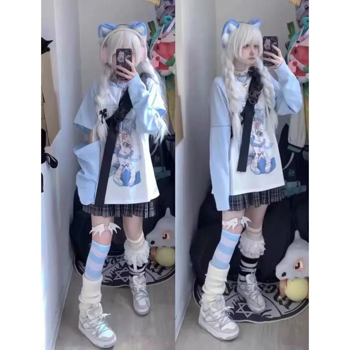 Kawaii Y2K Harajuku Top – Detachable Sleeve Anime Tee - T-Shirts - Long - Crew - Women’s Hoodies - 1