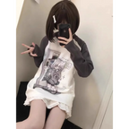 Kawaii Y2K Harajuku Top – Detachable Sleeve Anime Tee - T-Shirts - Long - Crew - Women’s Hoodies - 3