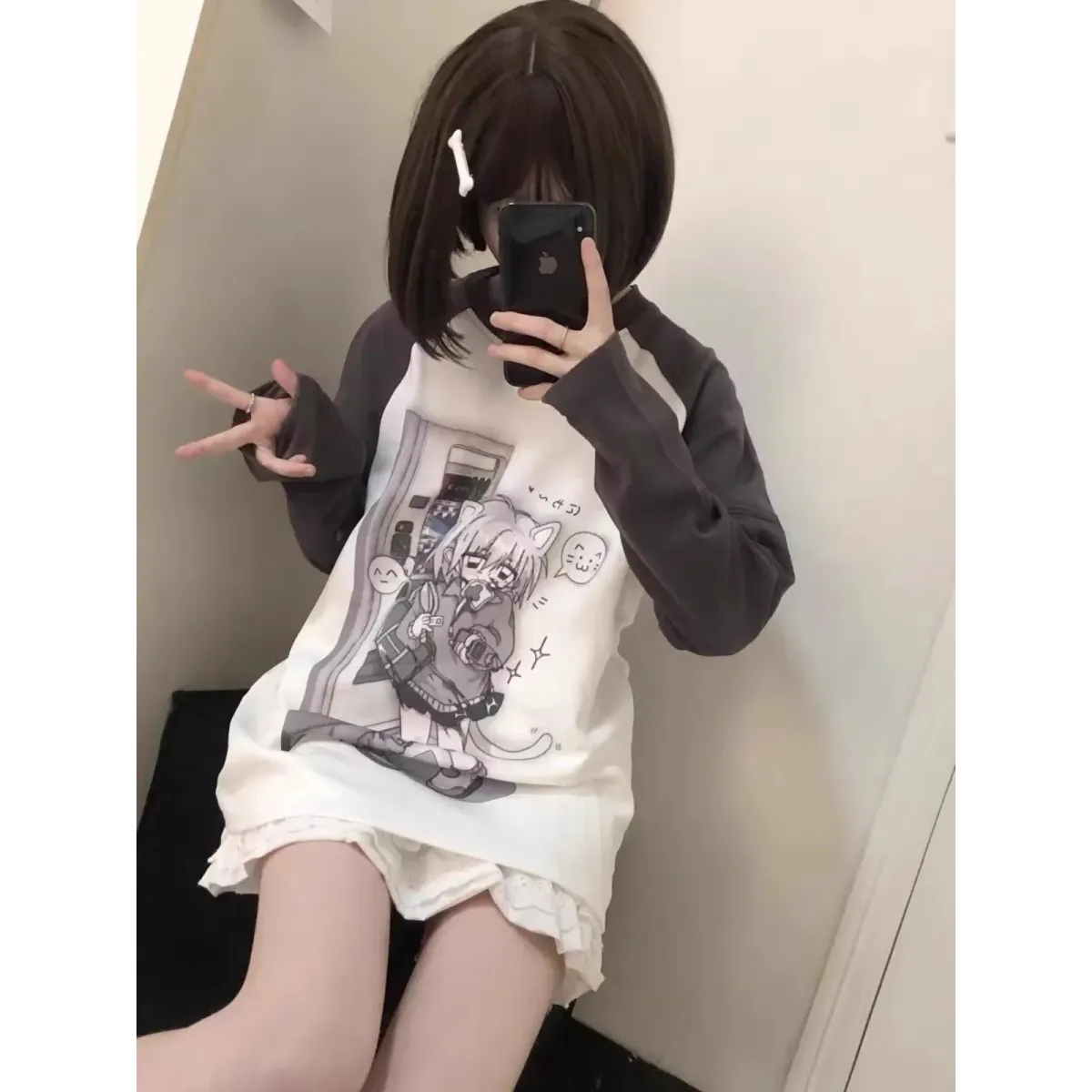 Kawaii Y2K Harajuku Top – Detachable Sleeve Anime Tee - T-Shirts - Long - Crew - Women’s Hoodies - 3