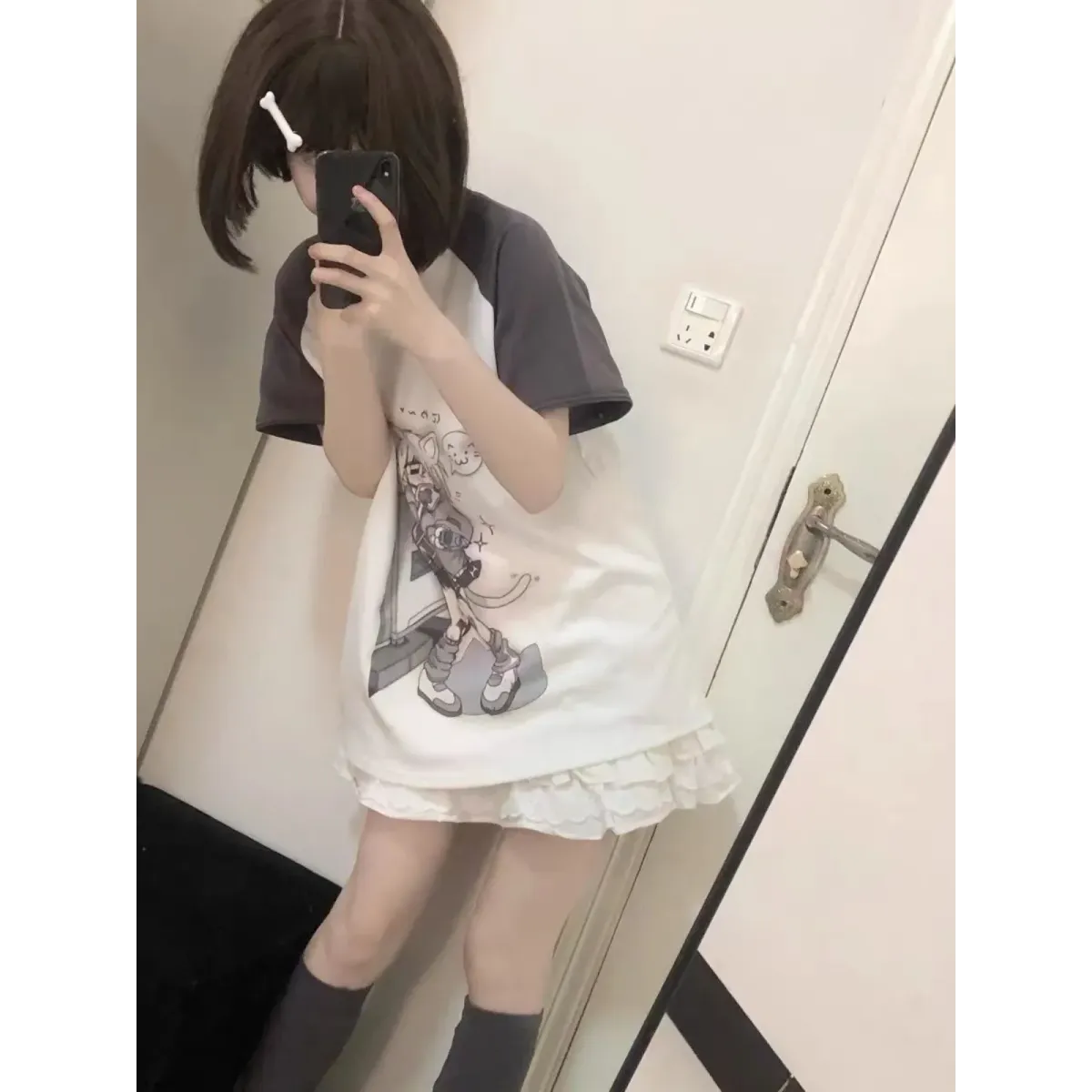 Kawaii Y2K Harajuku Top – Detachable Sleeve Anime Tee - T-Shirts - Long - Crew - Women’s Hoodies - 4