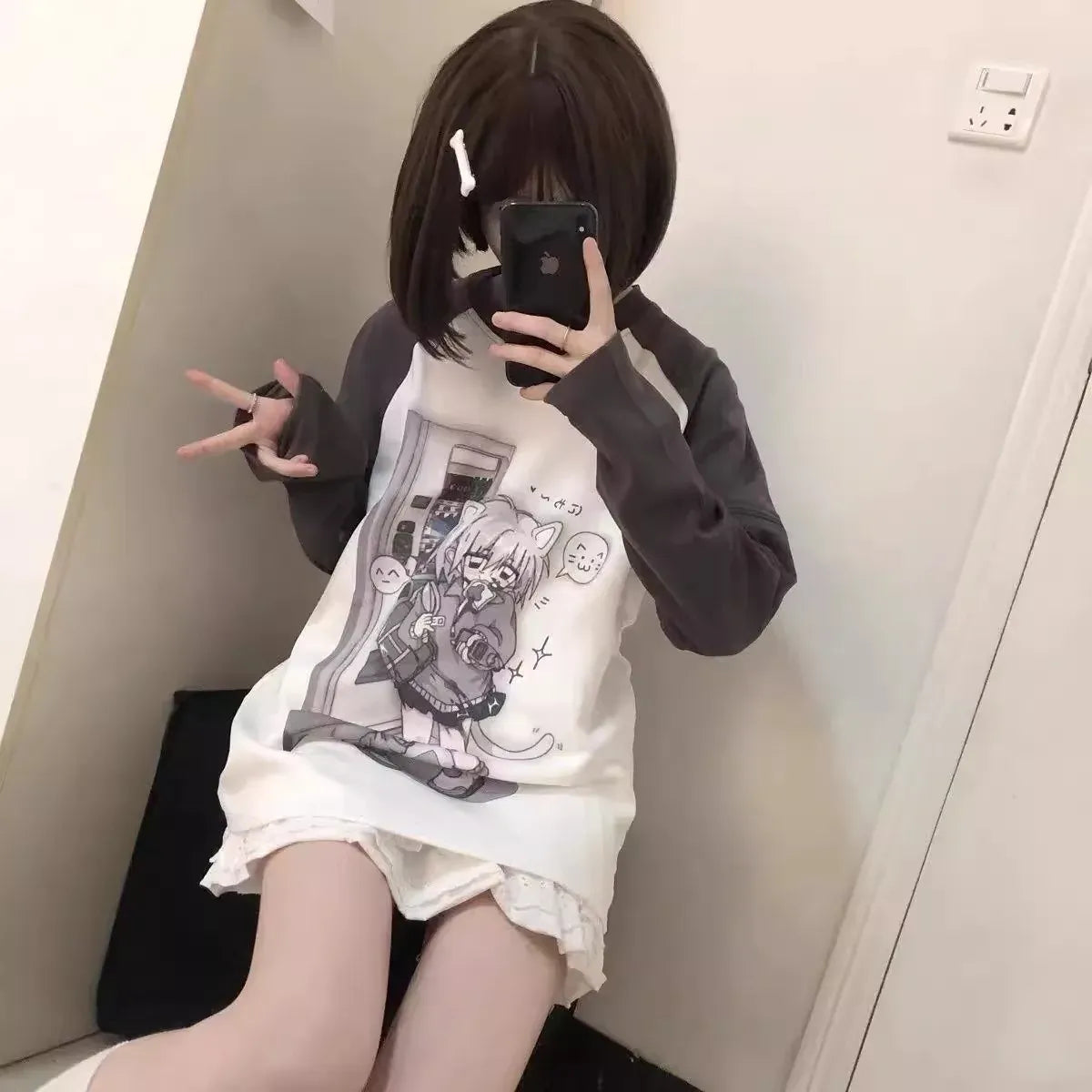 Kawaii Y2K Harajuku Top – Detachable Sleeve Anime Tee - Anime - Long - Crew - Women’s Hoodies - 7