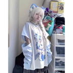 Kawaii Y2K Harajuku Top – Detachable Sleeve Anime Tee - T-Shirts - Long - Crew - Women’s Hoodies - 8