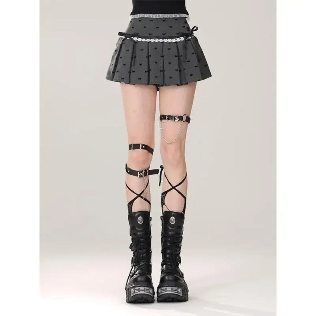 Kawaii Y2K Pleated Mini Skirt – Japanese Bow Lace Plaid Chic - Bottoms - Skirts - 16