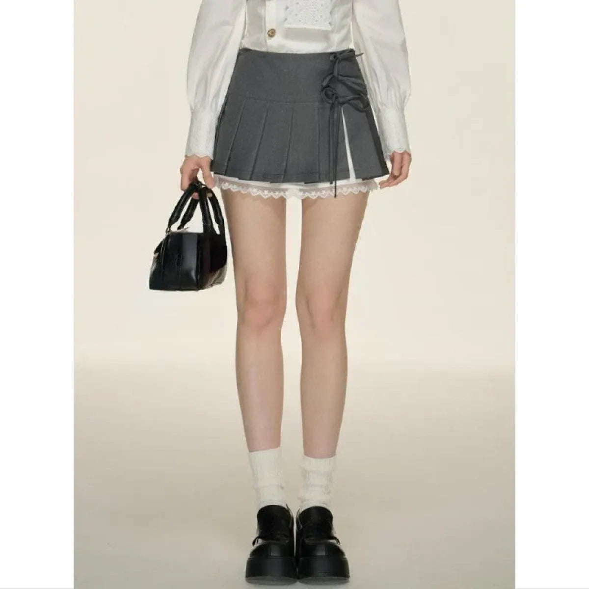 Pleated Lace Trim Mini Skirt – Kawaii Y2K Sweet Harajuku - Bottoms - Skirts - 3
