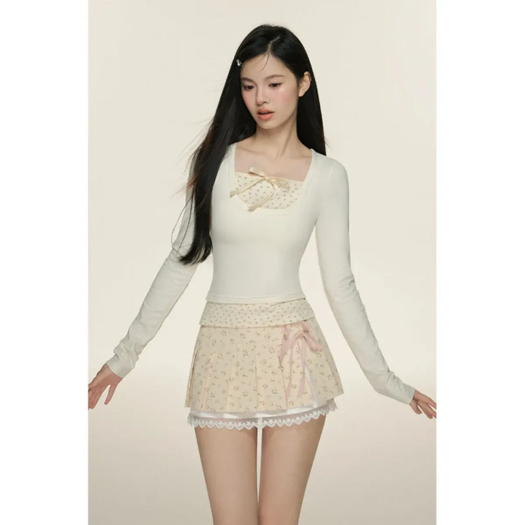 Pleated Lace Trim Mini Skirt – Kawaii Y2K Sweet Harajuku - Bottoms - Skirts - 4