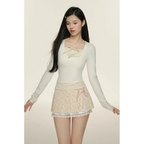 Pleated Lace Trim Mini Skirt – Kawaii Y2K Sweet Harajuku - Bottoms - Skirts - 4