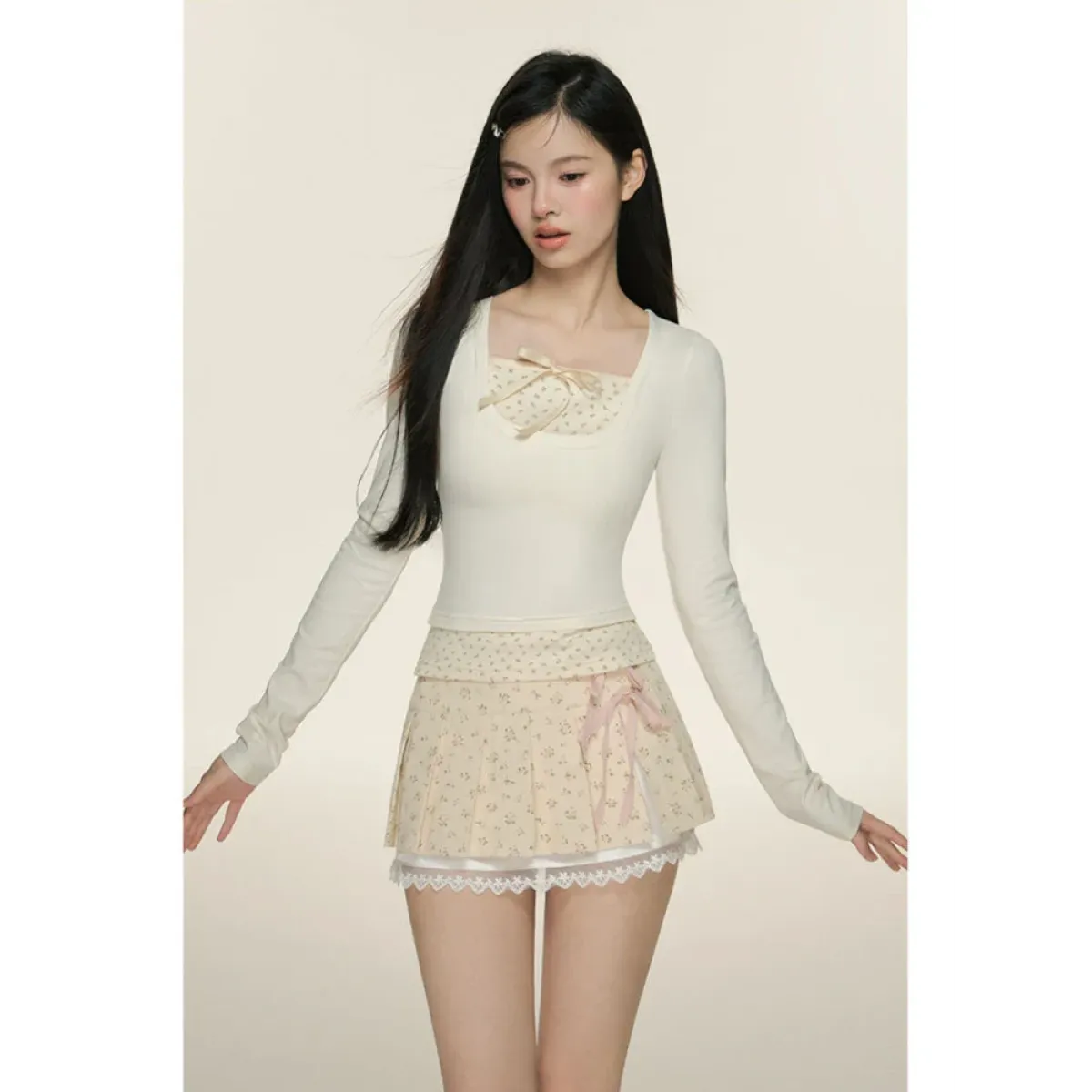 Pleated Lace Trim Mini Skirt – Kawaii Y2K Sweet Harajuku - Bottoms - Skirts - 4