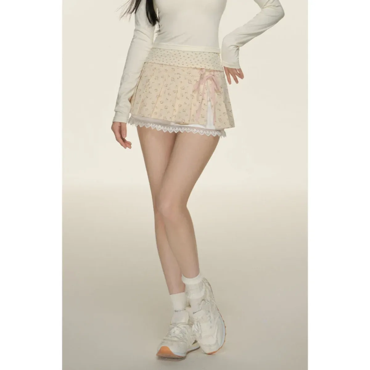 Pleated Lace Trim Mini Skirt – Kawaii Y2K Sweet Harajuku - Bottoms - Skirts - 5