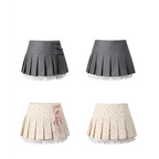 Pleated Lace Trim Mini Skirt – Kawaii Y2K Sweet Harajuku - Bottoms - Skirts - 6