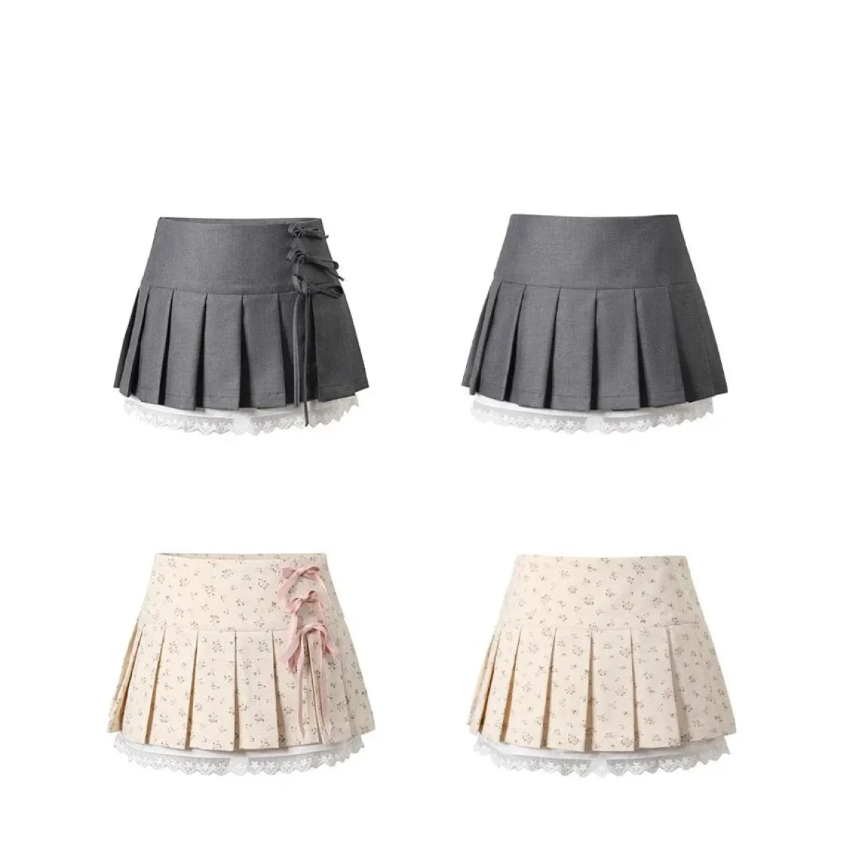 Pleated Lace Trim Mini Skirt – Kawaii Y2K Sweet Harajuku - Bottoms - Skirts - 6