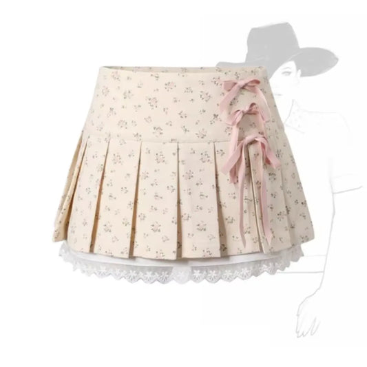 Pleated Lace Trim Mini Skirt – Kawaii Y2K Sweet Harajuku - Bottoms - Skirts - 7