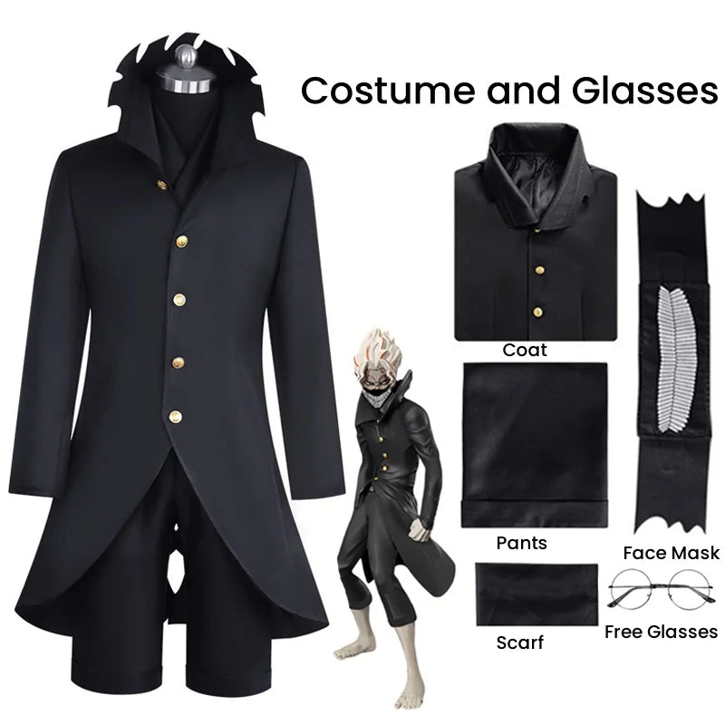 Dandadan Ken Takakura Okarun Cosplay – Black Uniform with Wig & Glasses - S / Costume Glasses - Anime - Dance Dresses