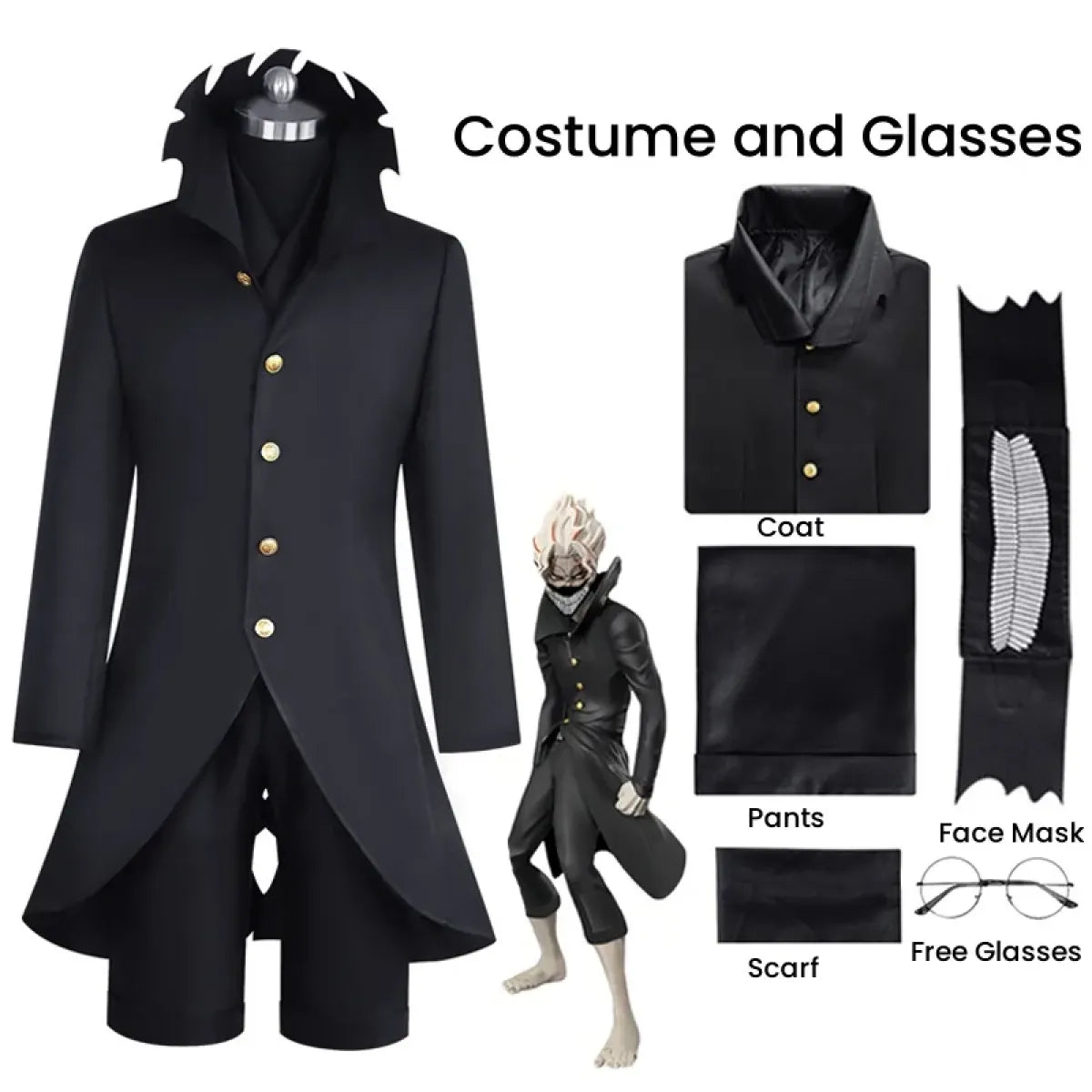 Dandadan Ken Takakura Okarun Cosplay – Black Uniform with Wig & Glasses - Anime - Long - Cosplay - 11