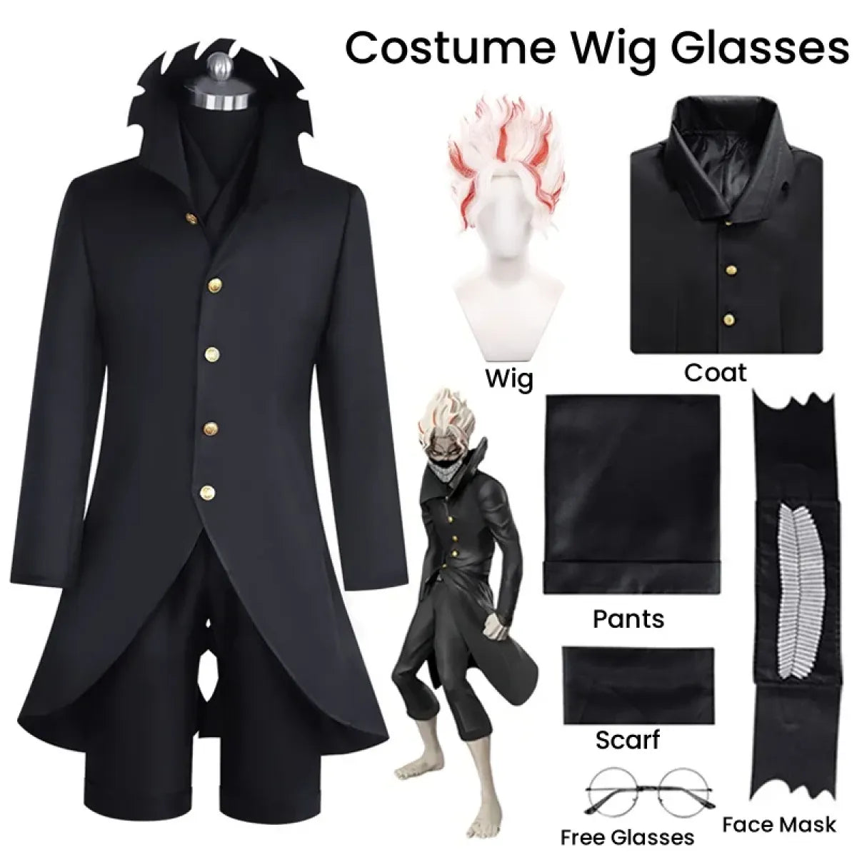 Dandadan Ken Takakura Okarun Cosplay – Black Uniform with Wig & Glasses - Anime - Long - Cosplay - 12