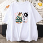 Ukiyo-e Kimono Cat Sakura Graphic Tee - T-Shirts - T-Shirts - 5