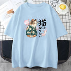 Ukiyo-e Kimono Cat Sakura Graphic Tee - T-Shirts - T-Shirts - 7