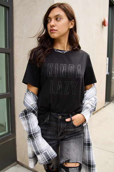 KINDA LAZY Round Neck T-Shirt - T-Shirts - Shirts & Tops - 8 - 2024