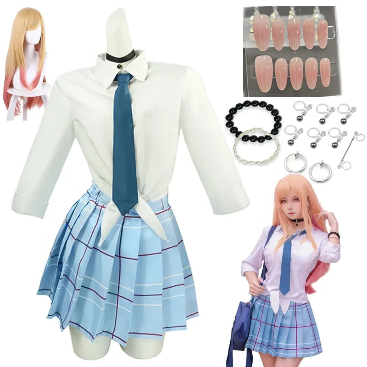 Kitagawa Marin School Uniform Cosplay – My Dress-Up Darling Set for Women - All Dresses - Sets - 1