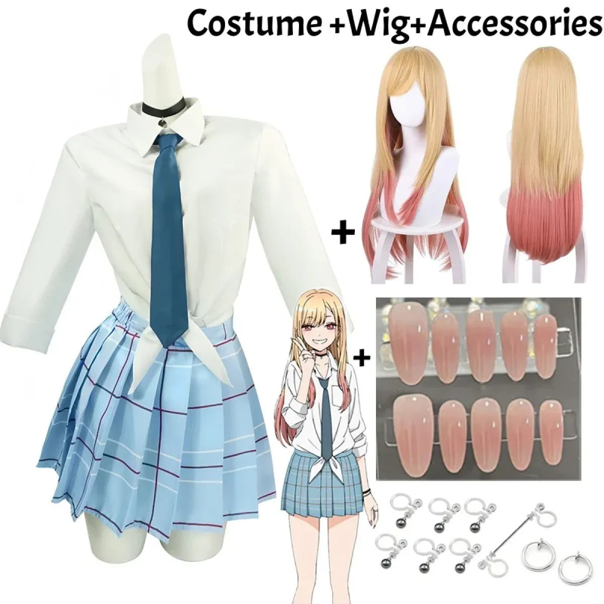 Kitagawa Marin School Uniform Cosplay – My Dress-Up Darling Set for Women - All Dresses - Sets - 19