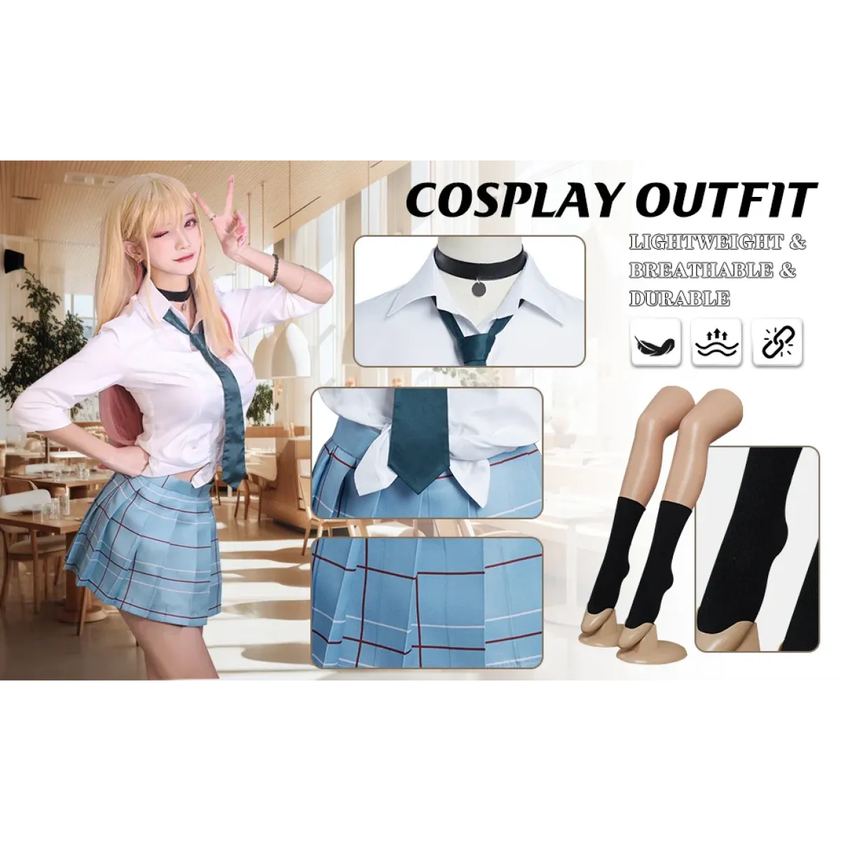 Kitagawa Marin School Uniform Cosplay – My Dress-Up Darling Set for Women - All Dresses - Sets - 8