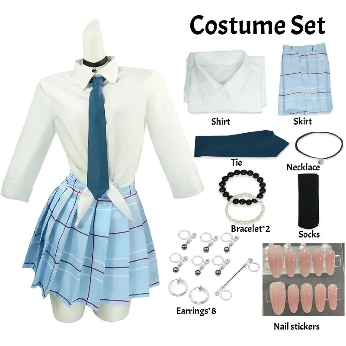 Kitagawa Marin School Uniform Cosplay – My Dress-Up Darling Set for Women - All Dresses - Sets - 18