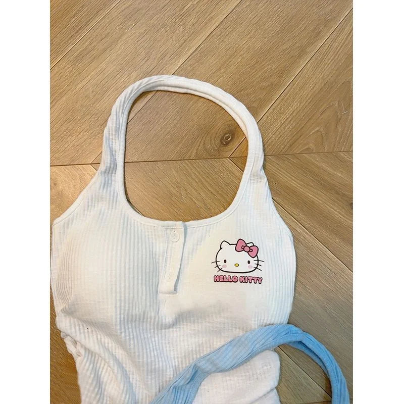 Sanrio Anime Hello Kitty Camisole Spring and Summer New Hot Girl Y2K Knitted Inner Bottoming Shirt Top Accessories