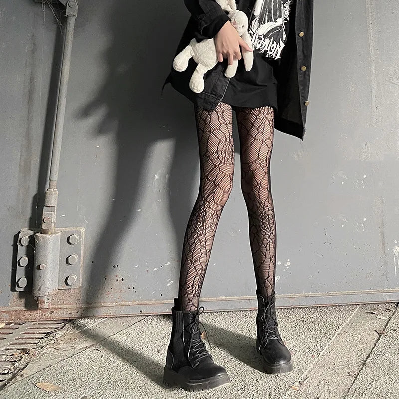 Cute Kitty Cat Fishnet Tights - Y2K Goth Lolita Cosplay Essentials - black d / One Size - Cosplay - Clothing