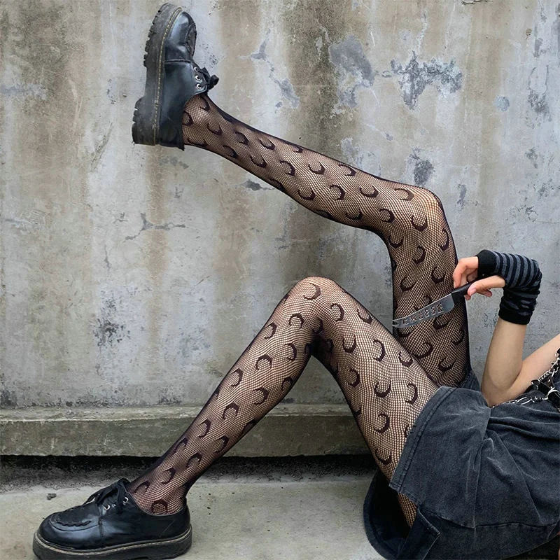 Cute Kitty Cat Fishnet Tights - Y2K Goth Lolita Cosplay Essentials - black a / One Size - Cosplay - Clothing