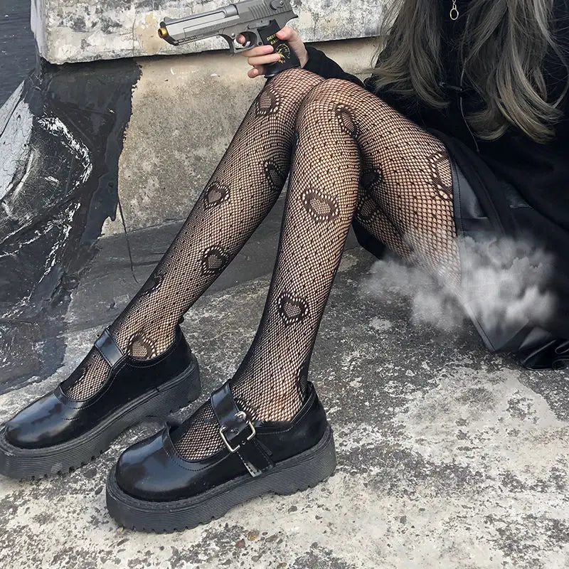 Cute Kitty Cat Fishnet Tights - Y2K Goth Lolita Cosplay Essentials - black 9 / One Size - Cosplay - Clothing