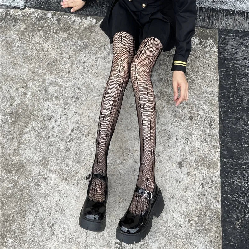 Cute Kitty Cat Fishnet Tights - Y2K Goth Lolita Cosplay Essentials - black 8 / One Size - Cosplay - Clothing