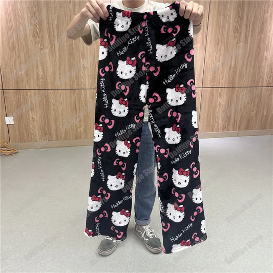 Cozy Kitty Flannel Pajamas - Cute Autumn Home Wear - Black / XXL 65-75kg - All Products - Pajamas - 7 - 2024