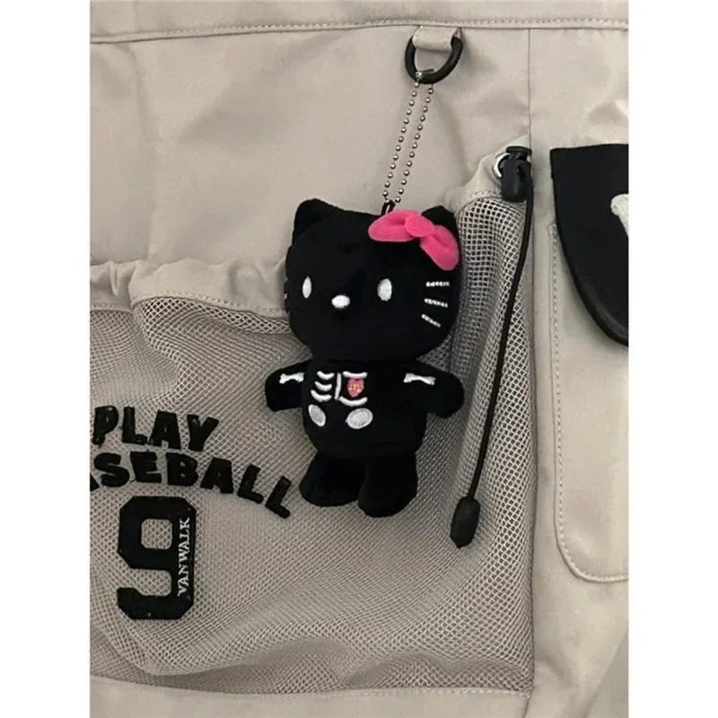 Hello Kitty Kawaii Halloween Skull Plush Keychain - Black - Plushies - Stuffed Animals - 5 - 2024